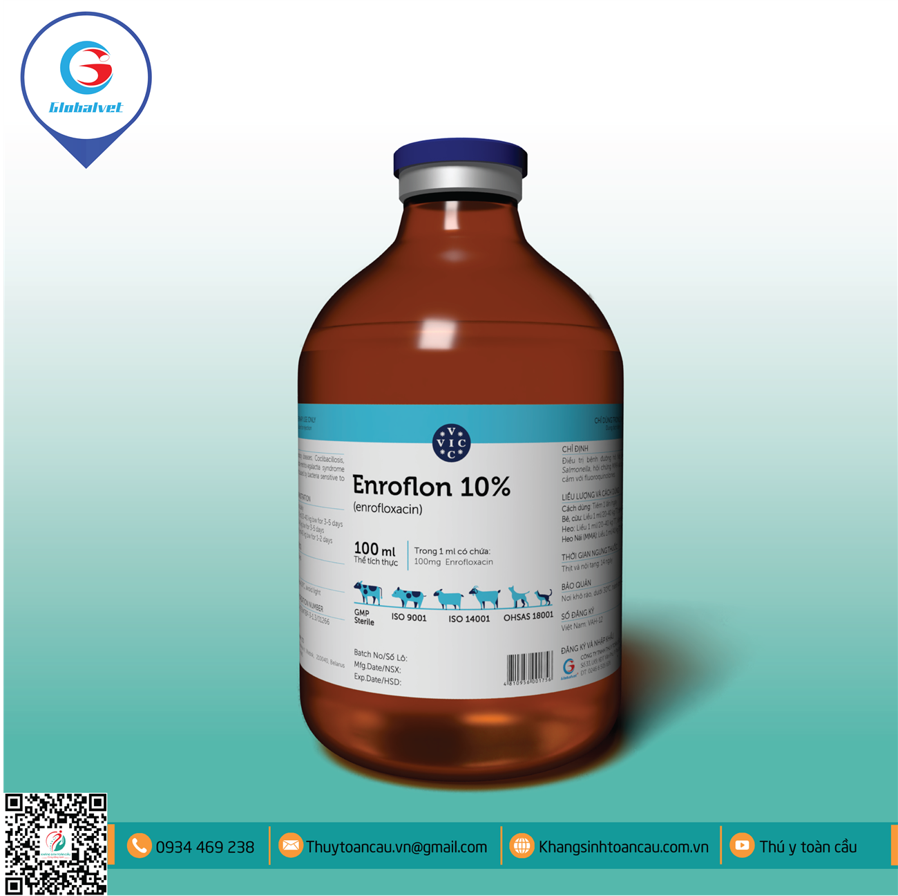 ENROFLOXACIN - ENROFLON 10% - ĐIỀU TRỊ TIÊU CHẢY CHO VẬT NUÔI
