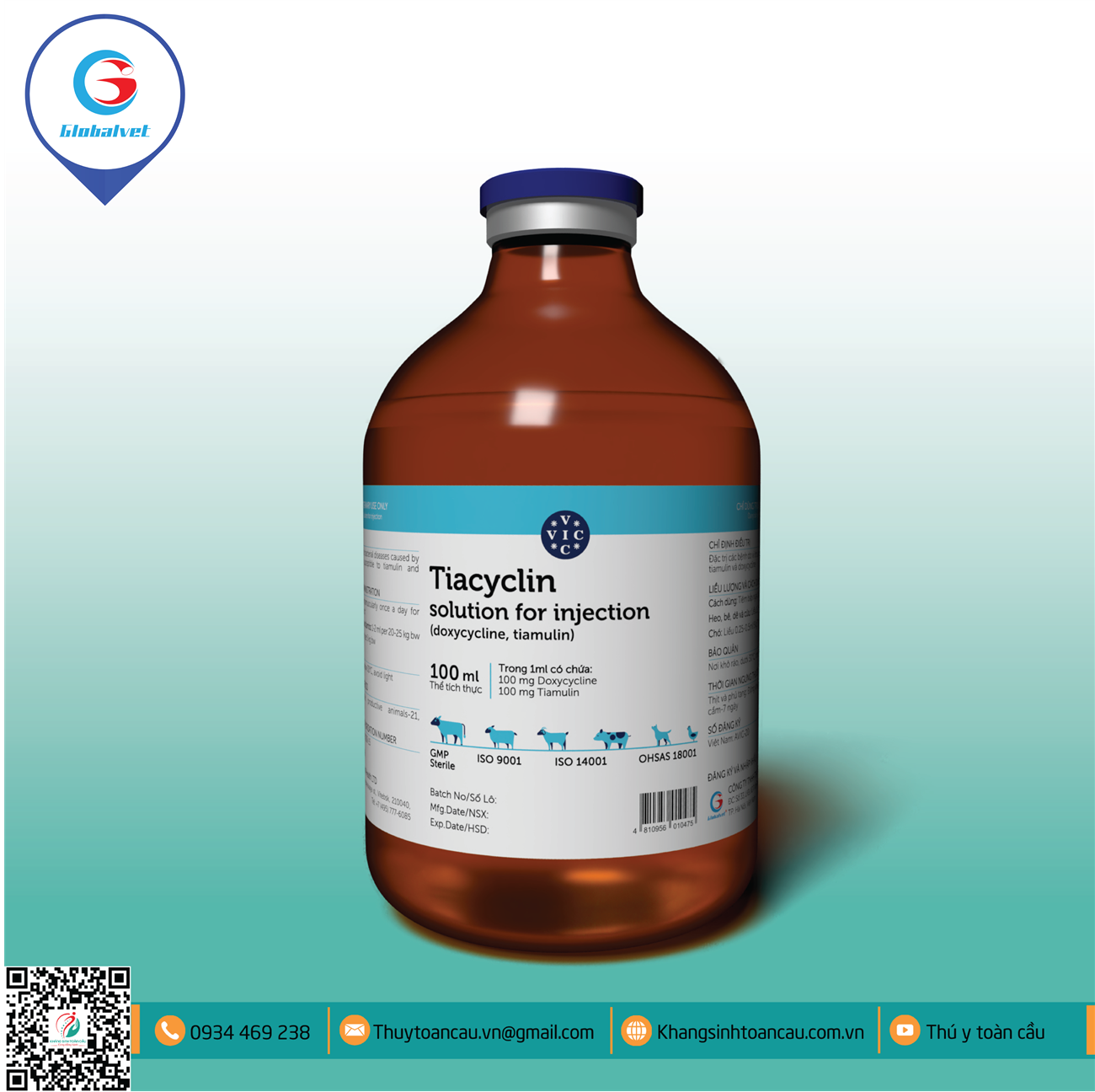 DOXYCLINE 10% , TIAMULIN 10% - TIACYCLINE  INJ (ĐẶC TRỊ HEN SUYỄN, VIÊM PHỔI, VIÊM RUỘT, TIÊU CHẢY)