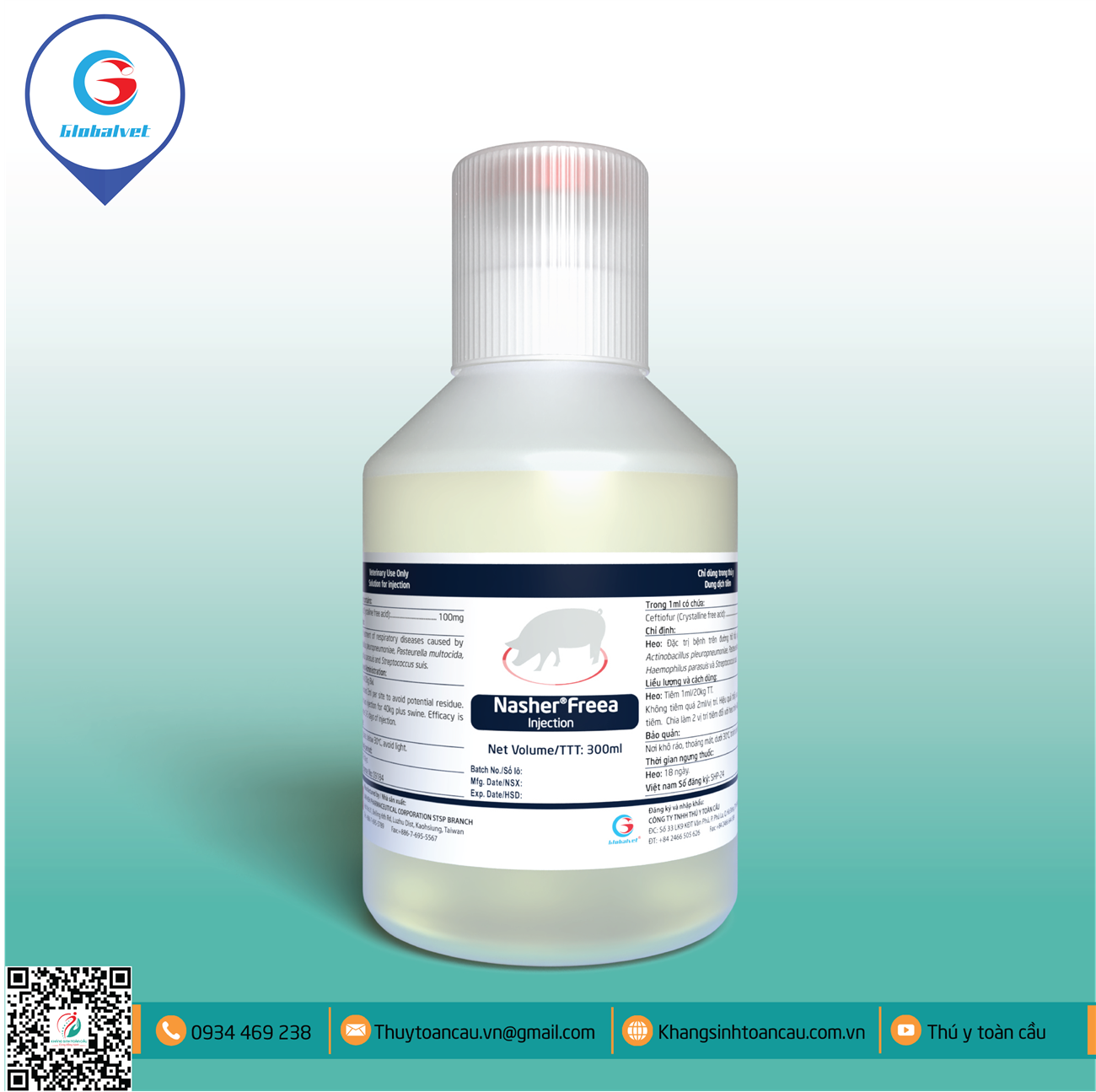 CEFTIOFUR 10% - NASHER FREEA (ĐẶC TRỊ BỆNH ĐƯỜNG HÔ HẤP TRÊN HEO)