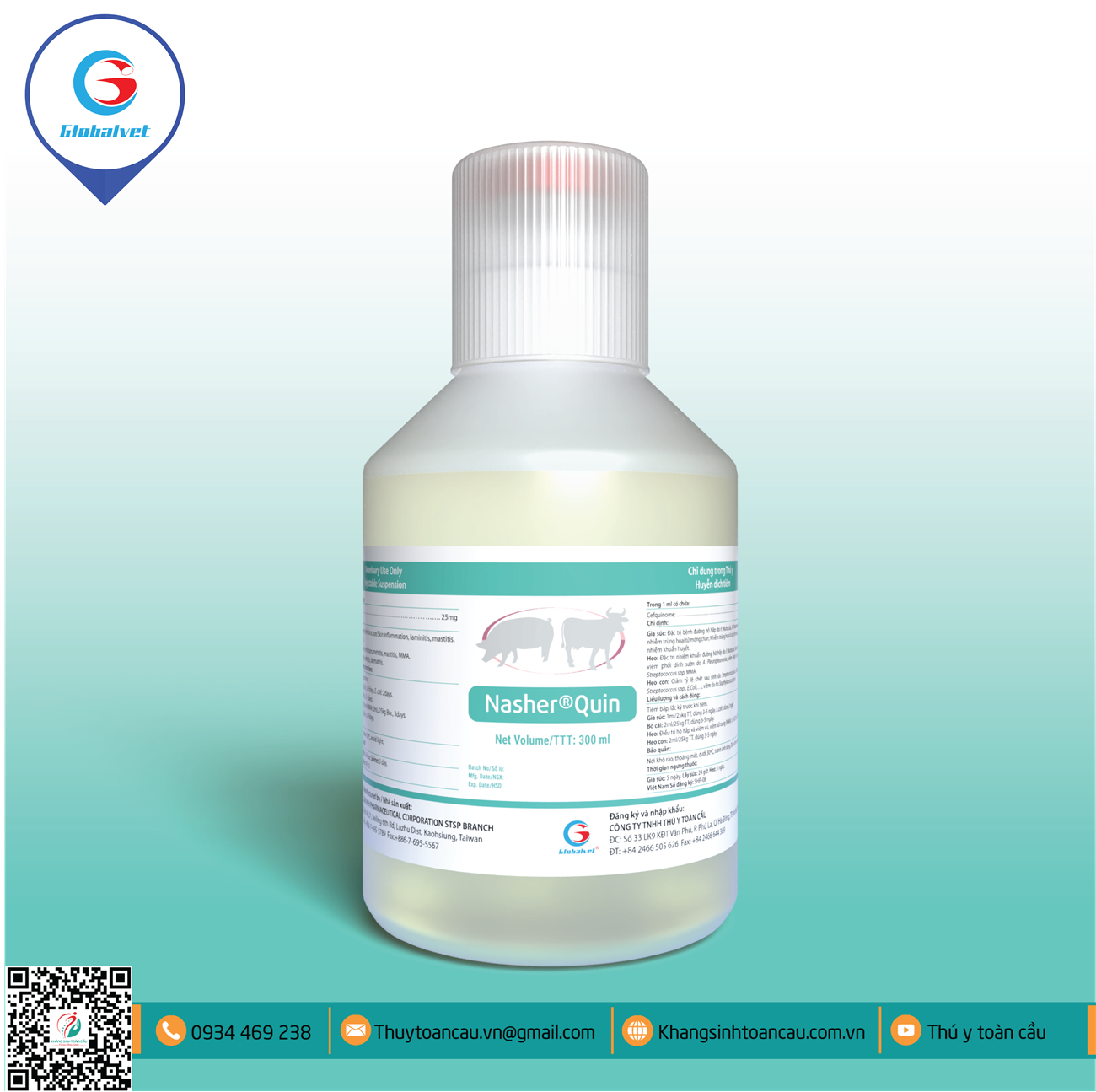 ĐẶC TRỊ BỆNH ORT, CRD, CCRD VÀ BẠI HUYẾT VỊT- NASHER QUIN (CEFQUINOME 2.5% )