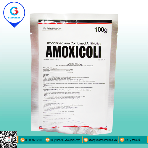  AMOXICOLI w.s.p ĐẶC TRỊ CÁC BỆNH TIÊU HÓA VÀ HÔ HẤP TRÊN VẬT NUÔI