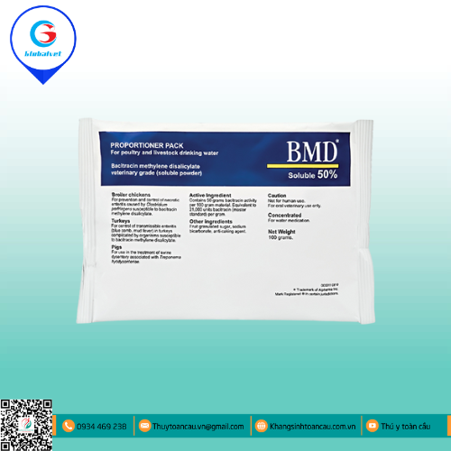 BMD SOLUBLE 50% ĐẶC TRỊ VIÊM RUỘT HOẠI TỬ TRÊN GIA CẦM