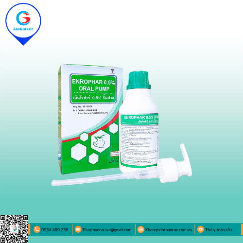 ENROPHAR 0.5% ORAL PUMP ĐẶC TRỊ BỆNH ĐƯỜNG TIÊU HÓA TRÊN HEO