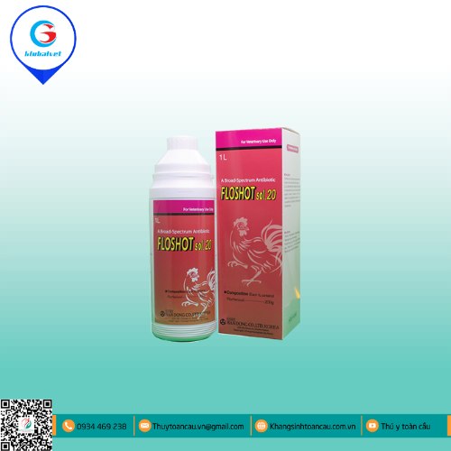FLOSHOT SOL 20 ĐẶC TRỊ BỆNH ĐƯỜNG HÔ HẤP, TIÊU HÓA TRÊN GIA CẦM