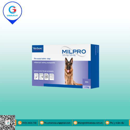 MILPRO 12.5MG/125MG FOR DOGS TẨY GIUN CHO CHÓ