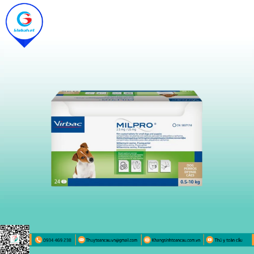 MILPRO 2.5MG/25MG FOR DOGS TẨY GIUN CHO CHÓ