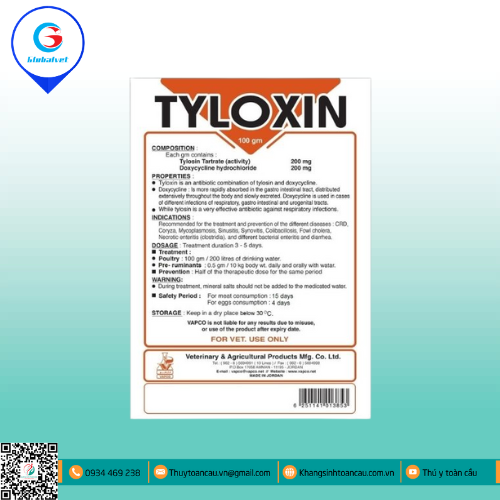 TYLOXIN ĐẶC TRỊ BỆNH ĐƯỜNG HÔ HẤP