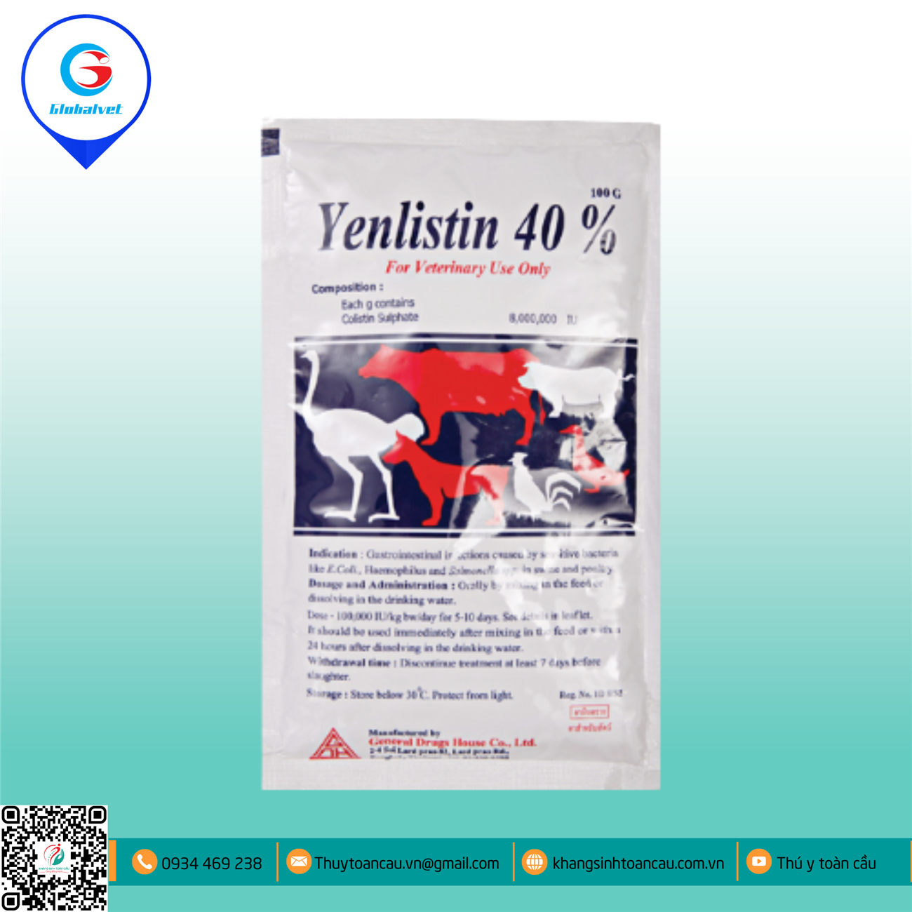 COLISTIN 1KG/80 TẤN THỂ TRỌNG – YENLISTIN 40%